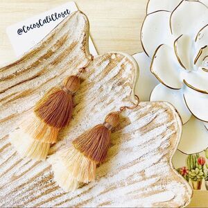 Tan Ivory Ombre Tassel Drop Earrings NWT